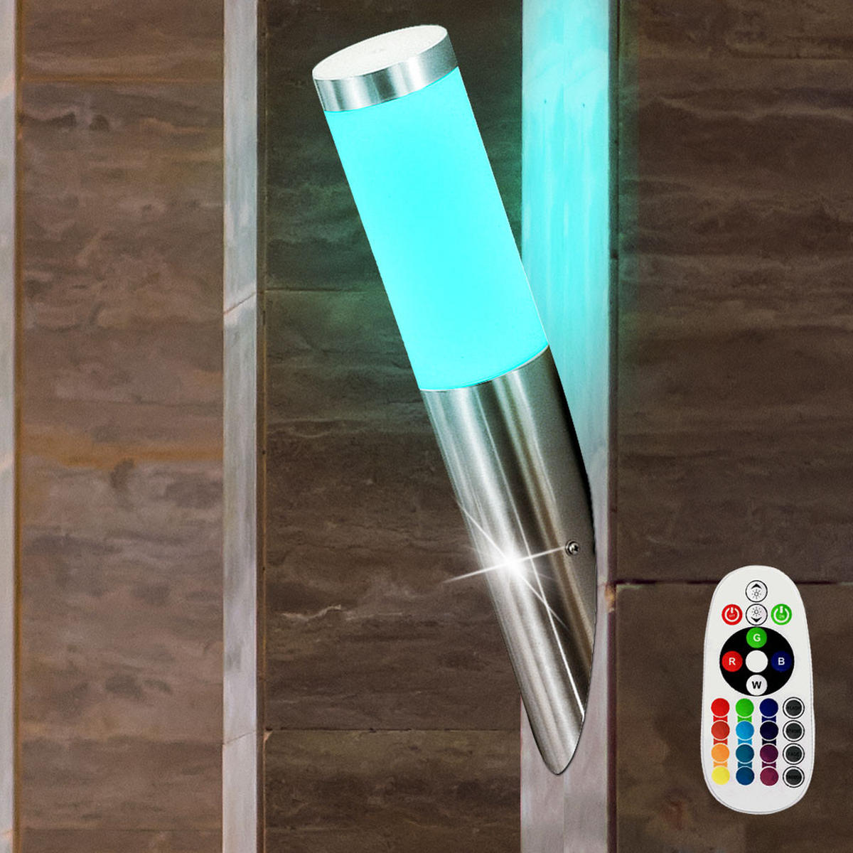 RGB LED AUSSEN WANDLEUCHTE Silber BOSTON 2er Set - Silberfarben, Metall (8/40/17cm)