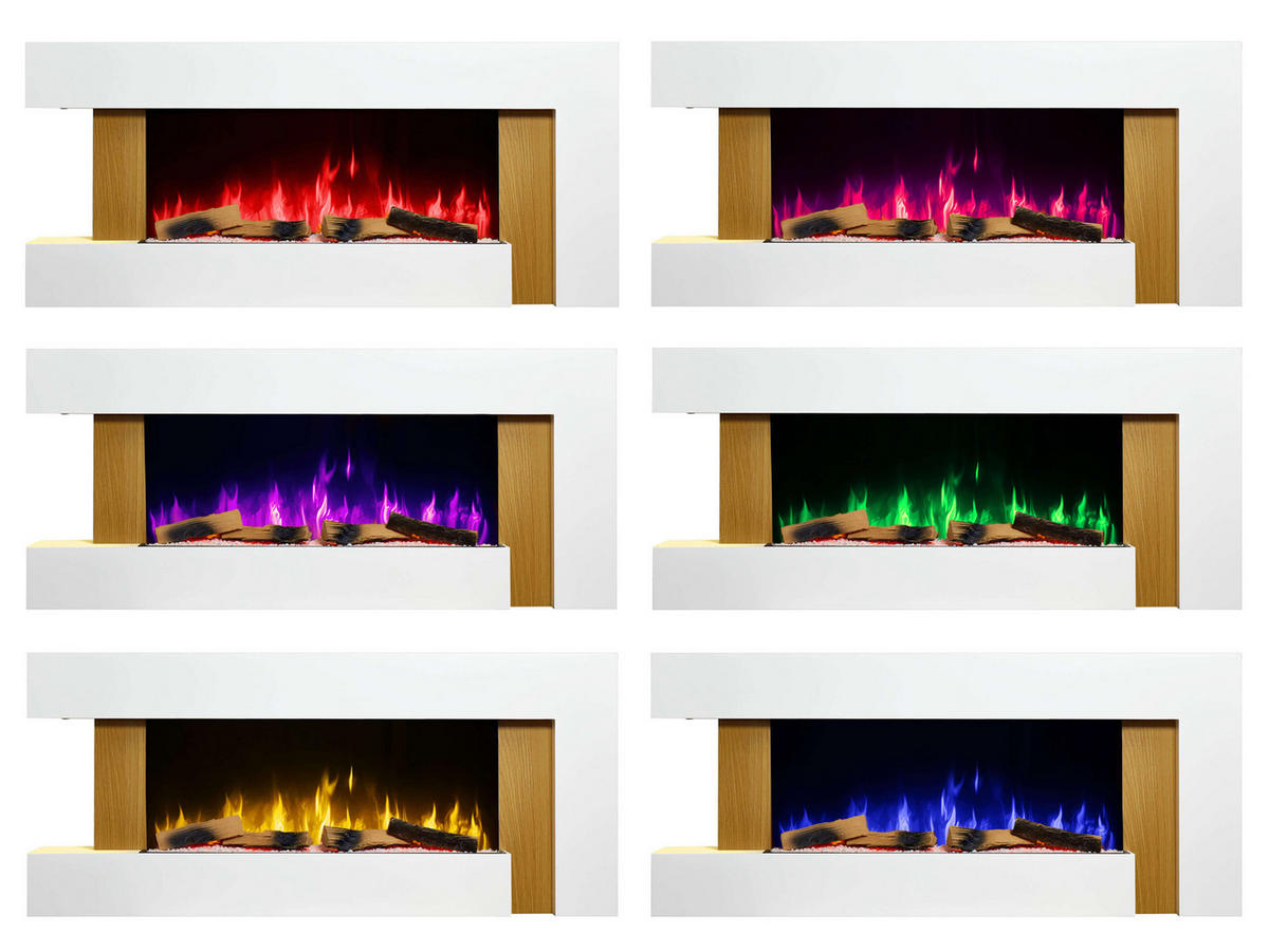 ELEKTROKAMIN Fjord AF52 – 3D-Flammeneffekt, Heizfunktion, WLAN - Weiß, Glas/Holzwerkstoff (132/58/21cm) - ArtiFlame