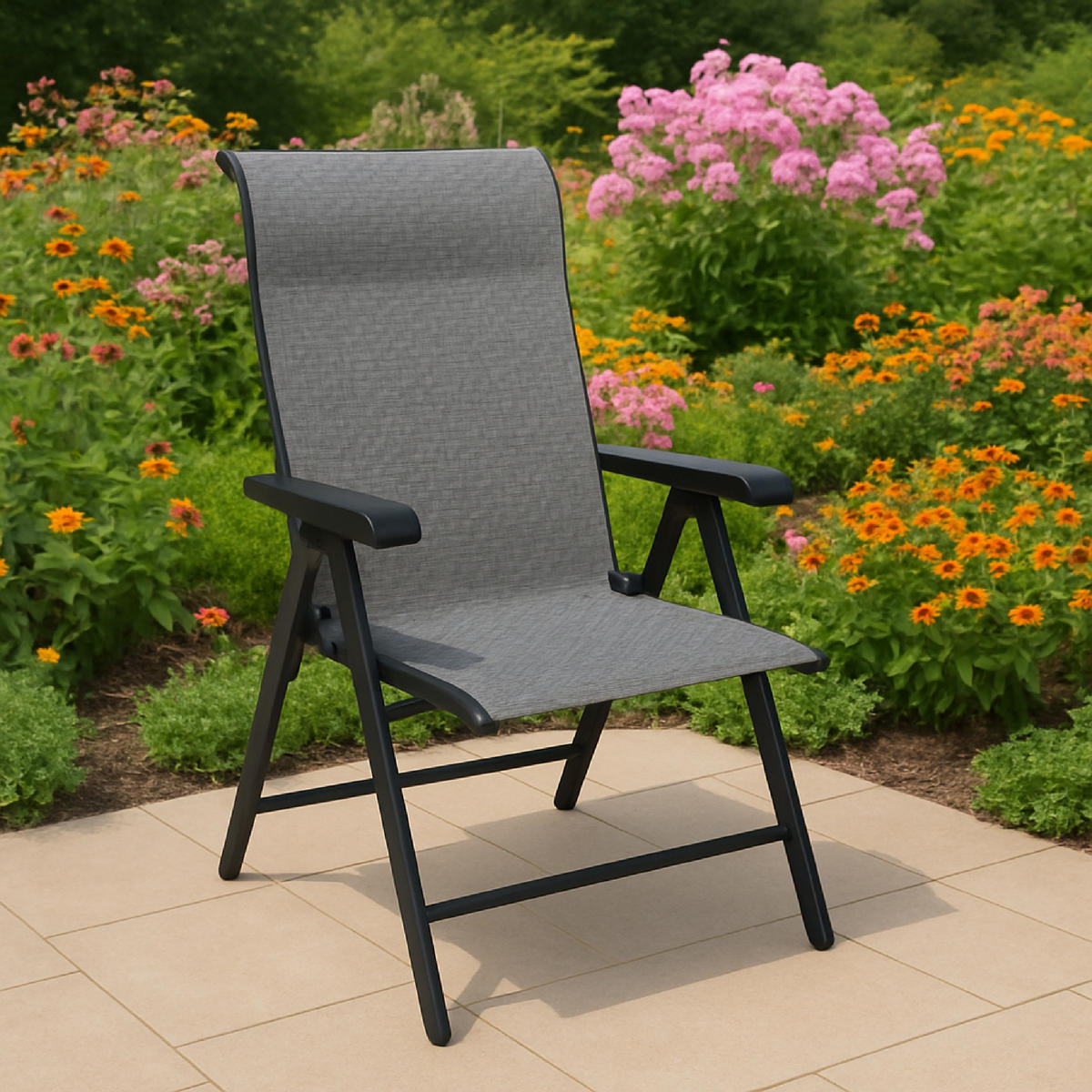 KLAPPSESSEL Washington - 2er-Set Hochlehner Ausführung 7-fach verstellbar, Gestell Stahl grau, Polyrattan braun - Grau, Metall (58/111/71cm) - TPFGarden