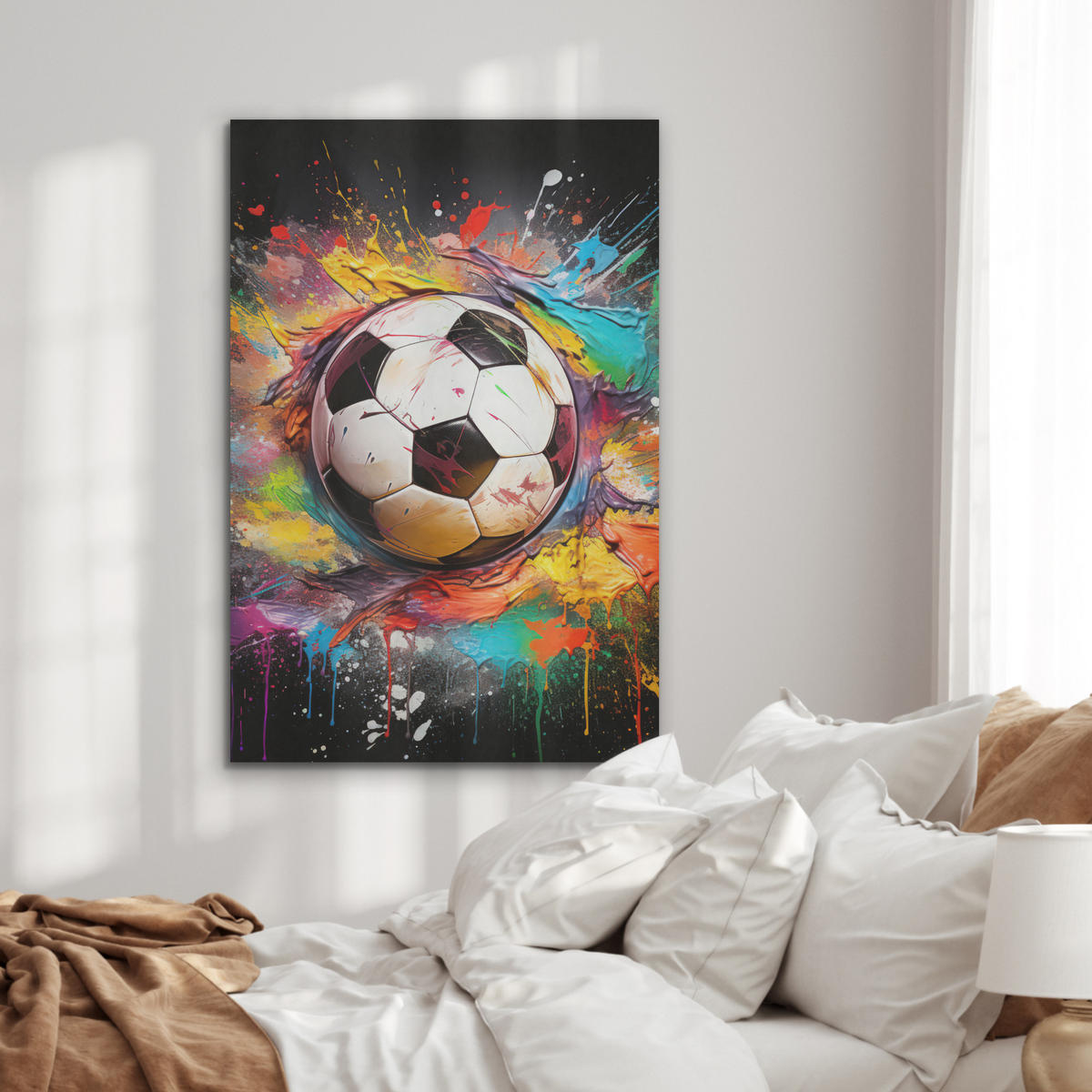 AKUSTIKBILD Fußball - Farbe - Farben - Schwarz - Weiß Wanddeko 60x90 cm - Weiß, Kunststoff (60/90/0.9cm) - MuchoWow