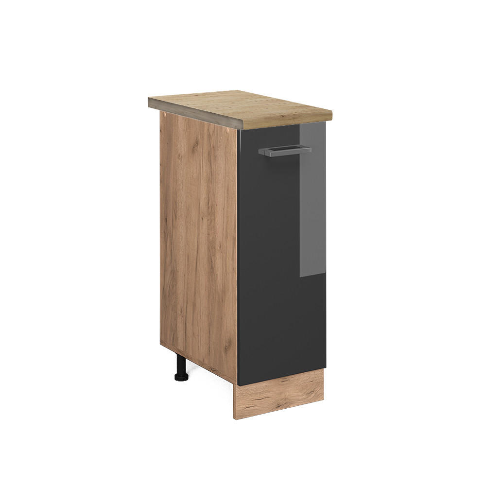 APOTHEKERSCHRANK R-Line Anthrazit Hochglanz 30 cm, AP Eiche - Anthrazit/Eiche Wotan, Holzwerkstoff (30/81.6/60cm) - Vicco