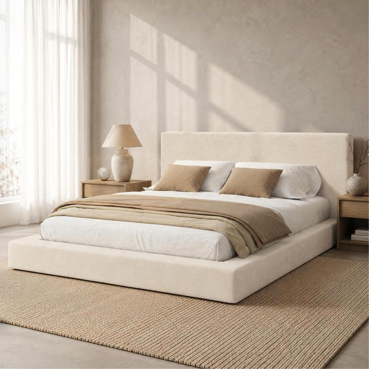 POLSTERBETT mit Chenille-Bezug 160x200 cm Beige inklusive Lattenrost - Beige, Textil (160/200cm) - Modfu