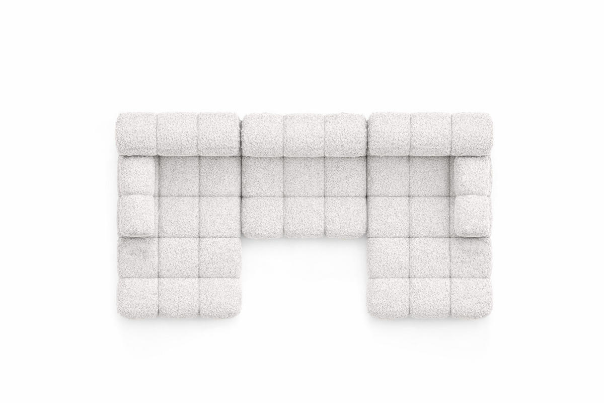 ECKSOFA U-Form, Stoff Bouclé Abriamo, Ecru, Selia U - Ecru, Holz (285/70/160cm) - Kaiser Möbel