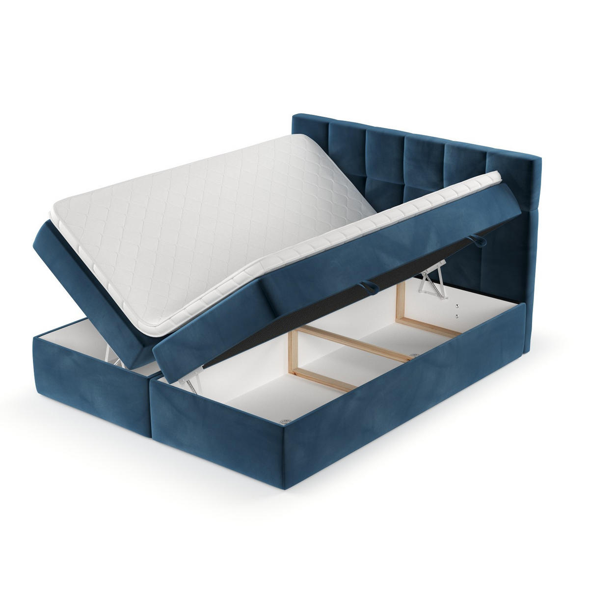POSTEL BOXSPRING VARENO 180/200 Tmavě modrá - černá/tmavě modrá, kov/dřevo (180/200cm) - AltaBeds