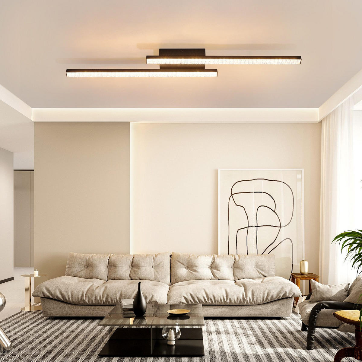 LED-DECKENLEUCHTE Laura 62/7/5 cm - Schwarz, Metall (62/7/5cm) - Nettlife