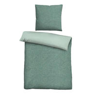 BETTWÄSCHE-GARNITUR Premium Biber Melange UNI minze, 135x200 cm + 80x80 cm - Mintgrün, Textil (135/200cm) - biberna