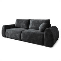 BETTSOFA ZEFEO Schwarz Chenille-Stoff mit Schlaffunktion - Schwarz, Textil (264/96/106cm) - MASSENO