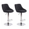 BARHOCKER Lazius, 2er Set, Gestell Metall in Chromoptik, Stoff Schwarz - Chromfarben/Schwarz, Textil/Metall (46/100/49cm) - TPFLiving