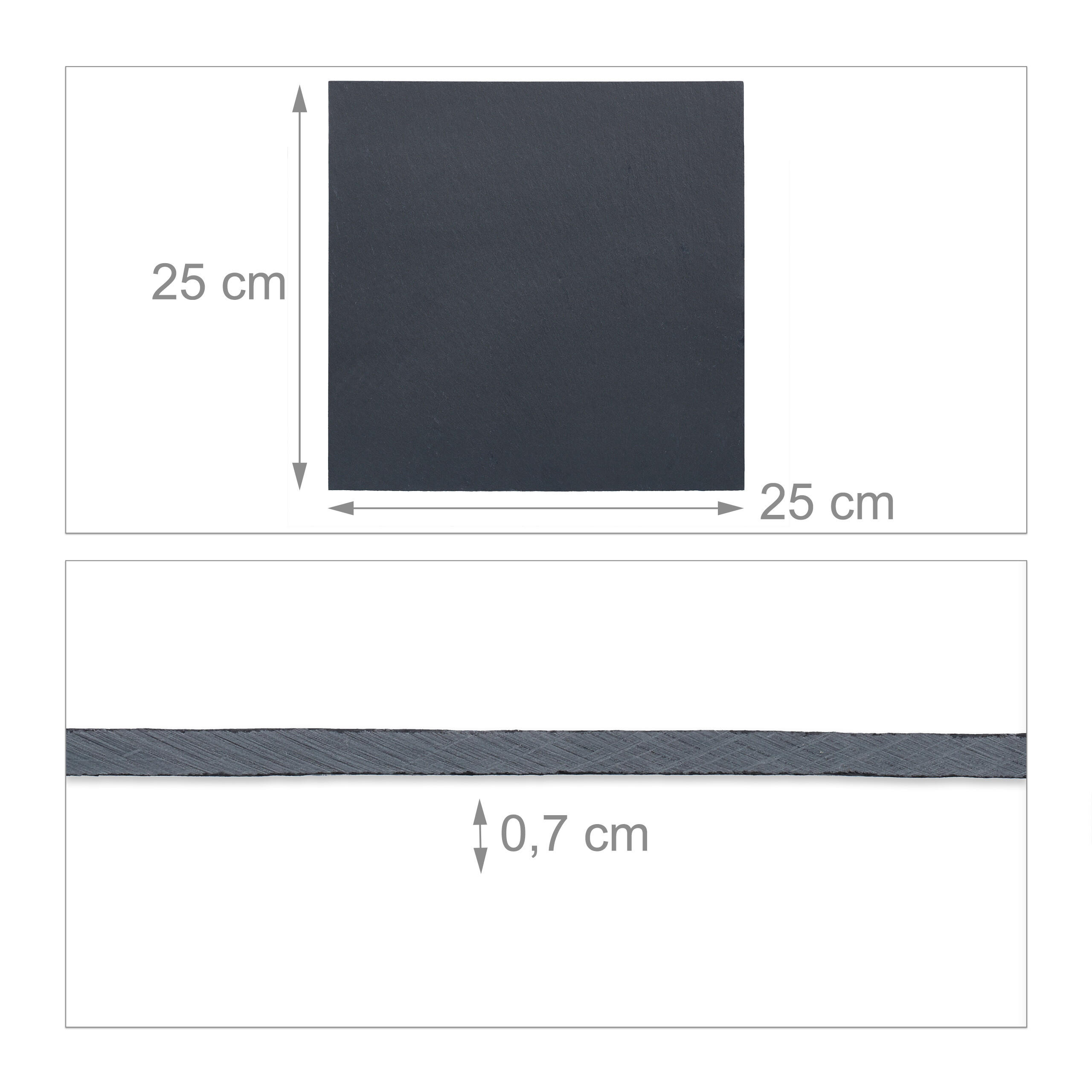 Thumbnail - Relaxdays 6Xschieferplatte, Schwarz, Stein, 25x1x25 cm, Tischkultur & Servieren, Servierplatten