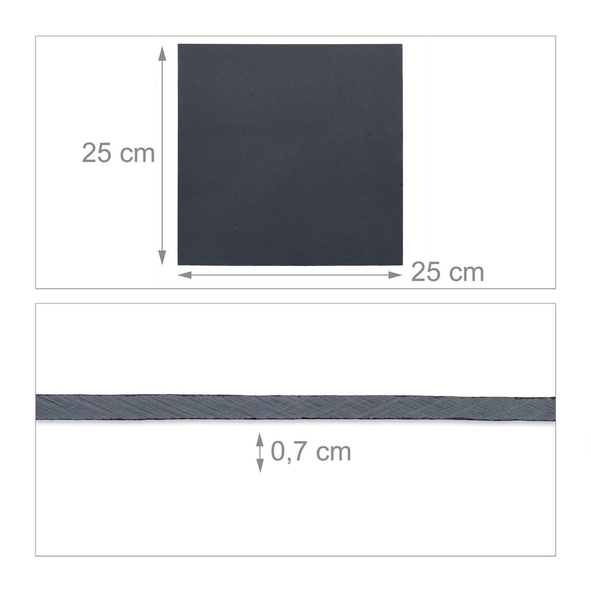 6XSCHIEFERPLATTE - Schwarz, Stein (25/1/25cm) - Relaxdays