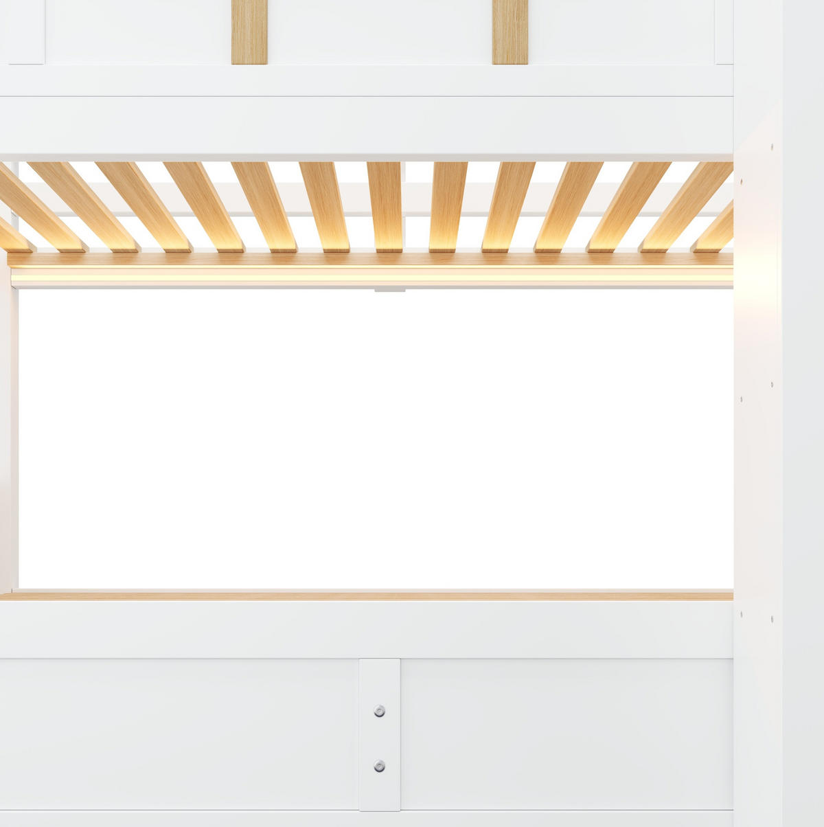 ETAGENBETT 2x 90x200 cm in Weiß mit Stauraumtreppe, LED und hydraulischem Bettkasten - Weiß, Holz (90/200cm) - IVMEU