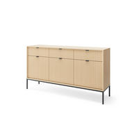 MODERNE Geriffelte Kommode KIOTO K3D3SZ (Eiche Vicenza, Schwarzes Gestell, Soft-Close Türen) - Eichefarben/Schwarz, Holz/Holzwerkstoff (154/91/39cm) - Ravio