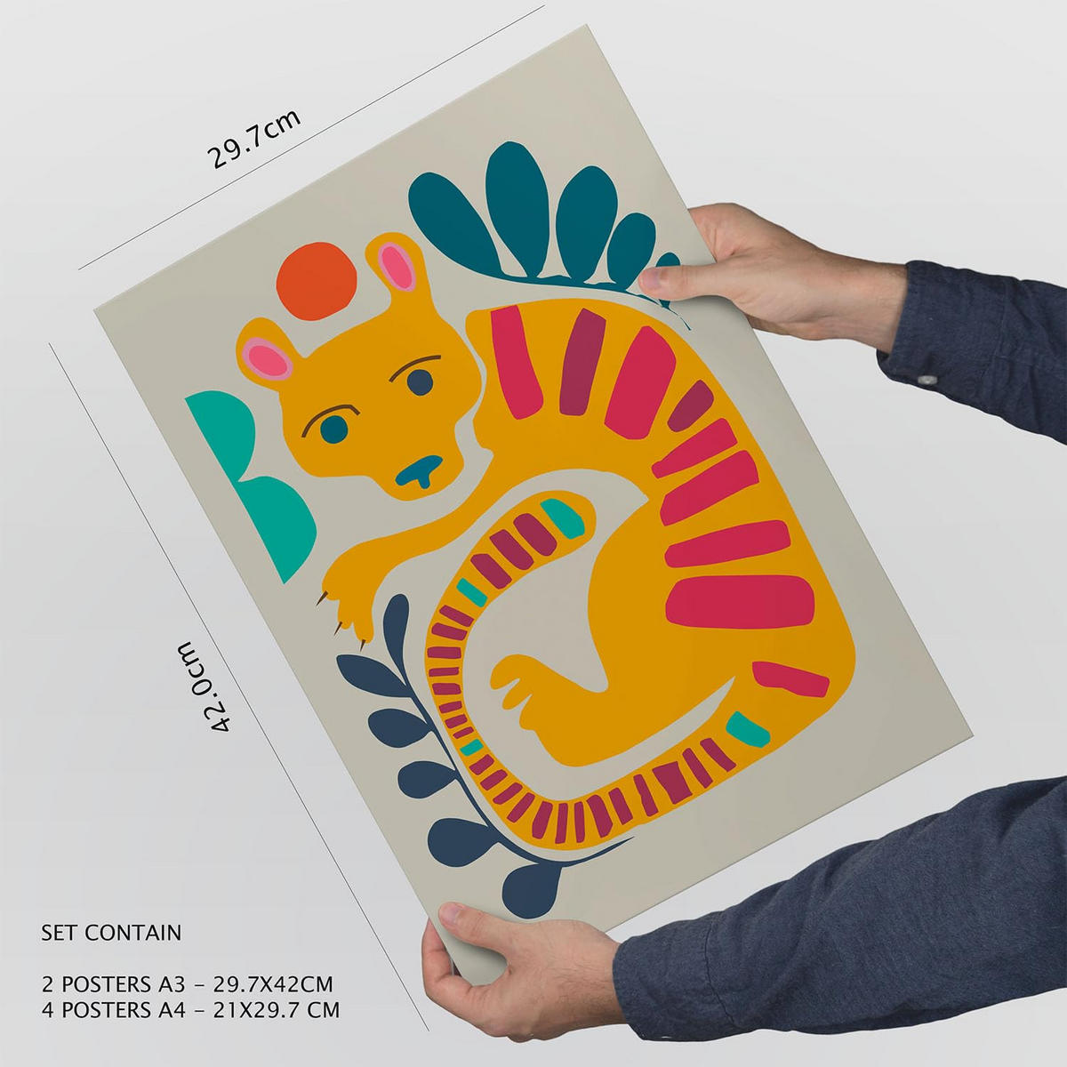 POSTER Set Mit 6 Linienrasse 2 In Tiere Zusammenfassungen A3 & A4 Rahmenlos - Klar, Papier (29/3cm) - Nacnic