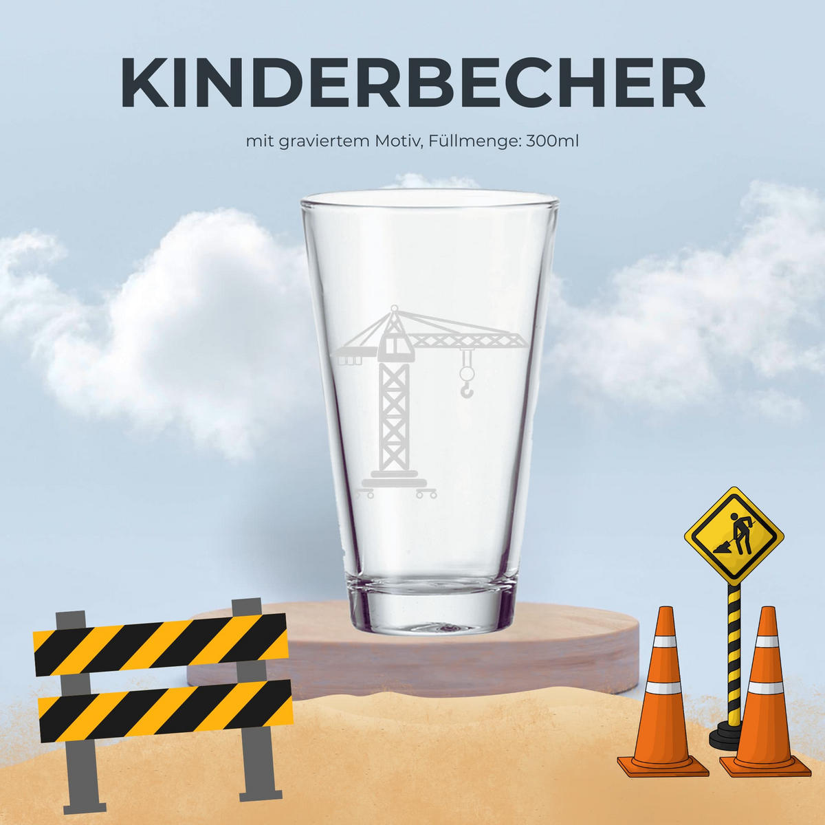 KINDERBECHER Kran transparent 300 ml - Transparent, Glas (0.3L) - LUXENTU