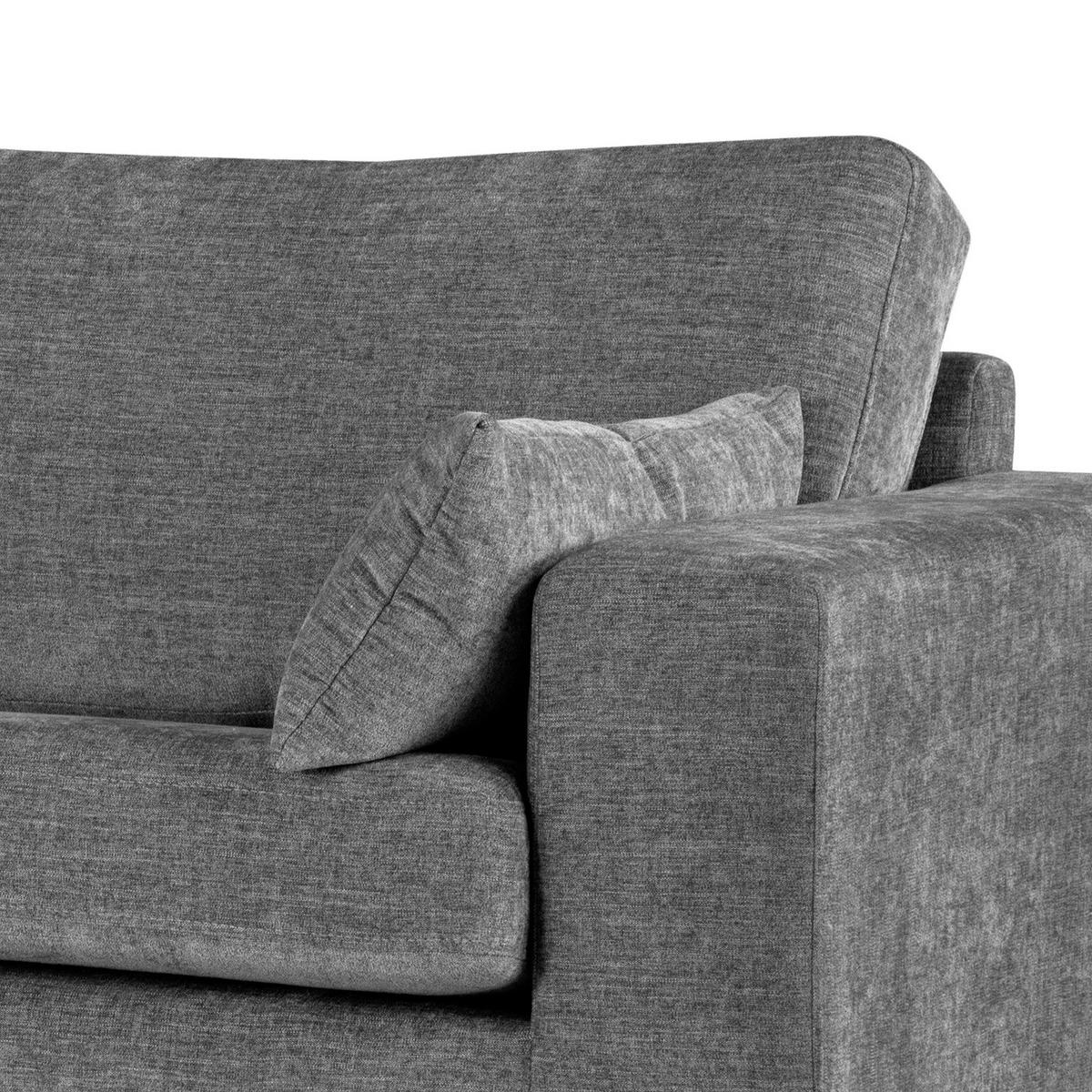 ECKSOFA mit Ottomane - Dunkelgrau/Buchefarben, Buchenholz/Textil (287/219cm) - home24