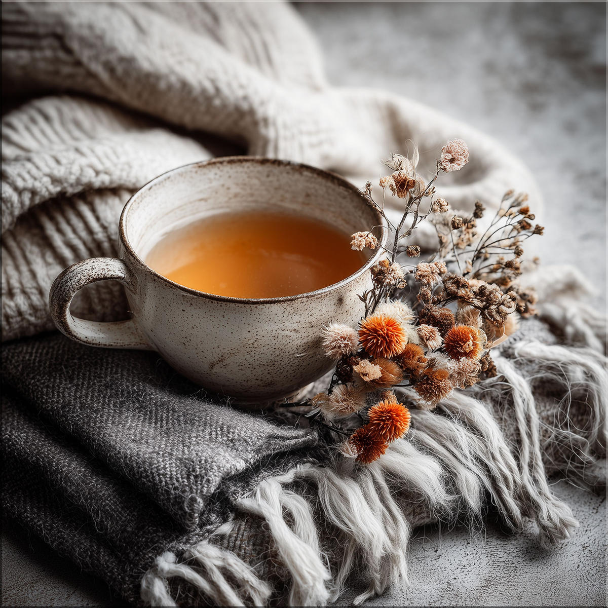 GLASBILD 30×30 cm Teetasse - Orange/Grau, Glas (30/30cm) - artissimo