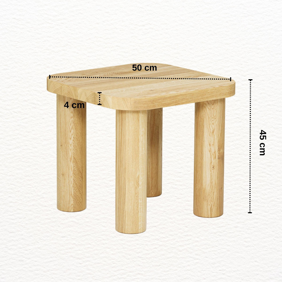 COUCHTISCH Eichenholz vollmassiv quadratisch Naturbelassenen 50/50/45 - Naturfarben, Holz (50/50/45cm)