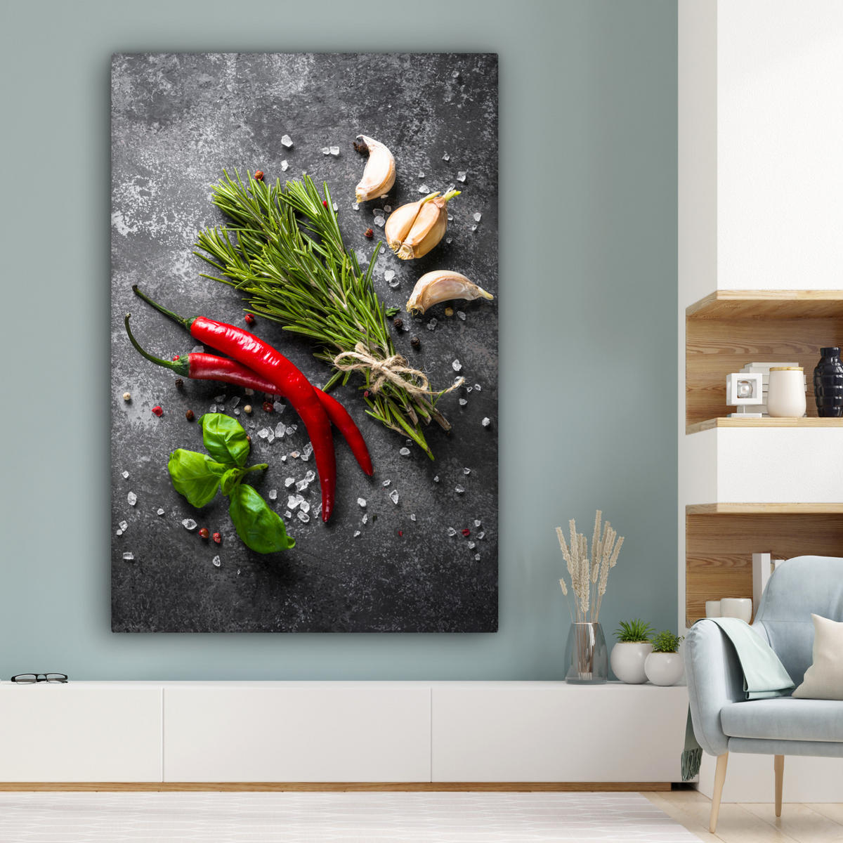 SLIKA NA PLATNU Poper 90x140 cm - temno siva, tekstil (90/140cm) - MuchoWow