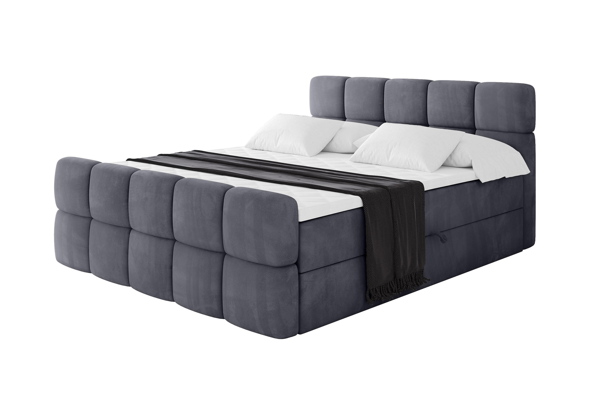 BOXBETT mit Matratze H3 - FAMA-Z - 200x200 cm Dunkelgrau Casablanca - Dunkelgrau, Holzwerkstoff (200/200cm) - ALTDECOR