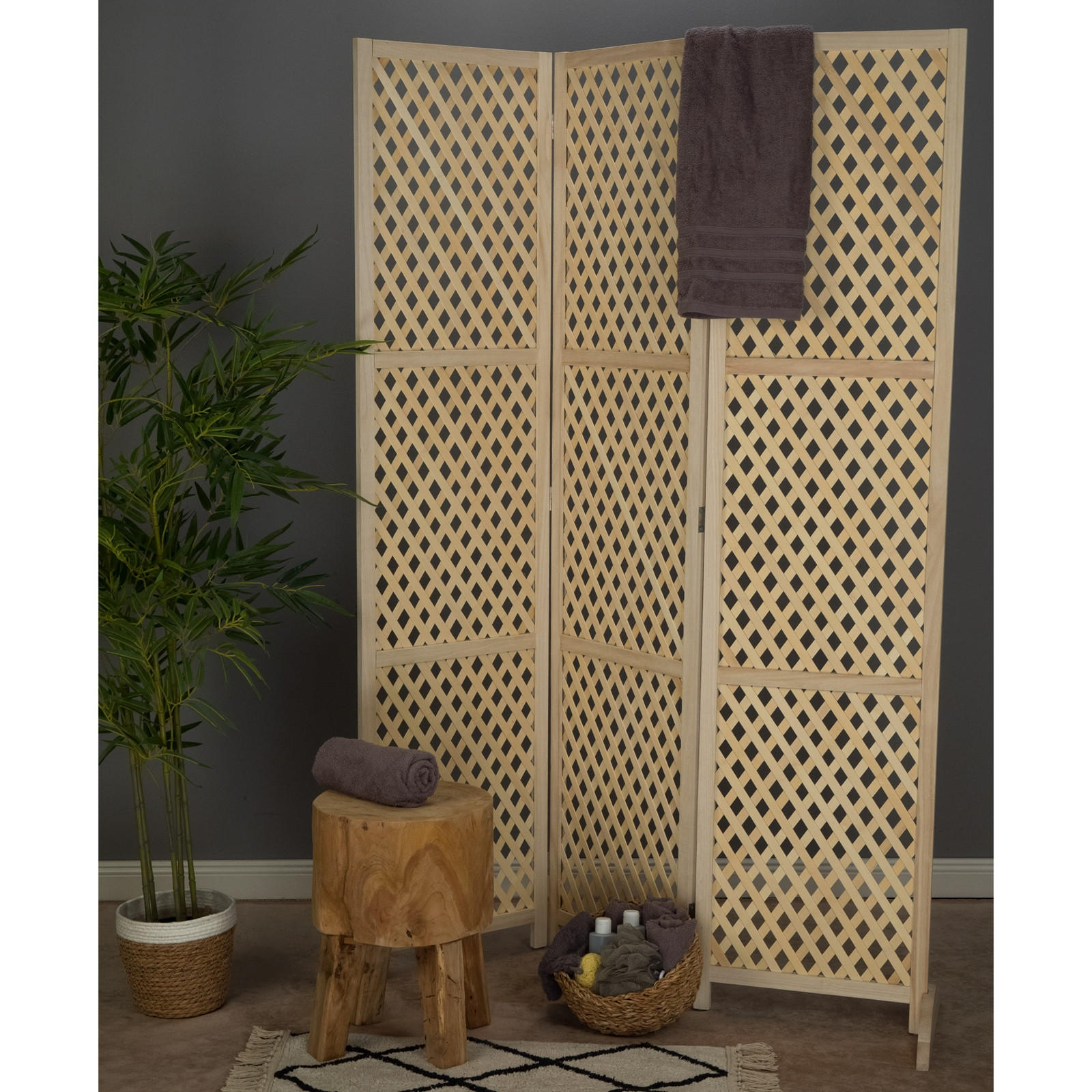 RAUMTEILER Lumina 3-tlg. Bambus natur - Naturfarben, Holz (120/170/2cm) - CREEDWOOD