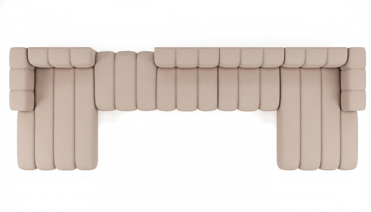ECKSOFA U-Form Grand U Big XL 500 cm, Velourstoff Salvador, Beige - Beige, Holz (500/179cm) - Kaiser Möbel