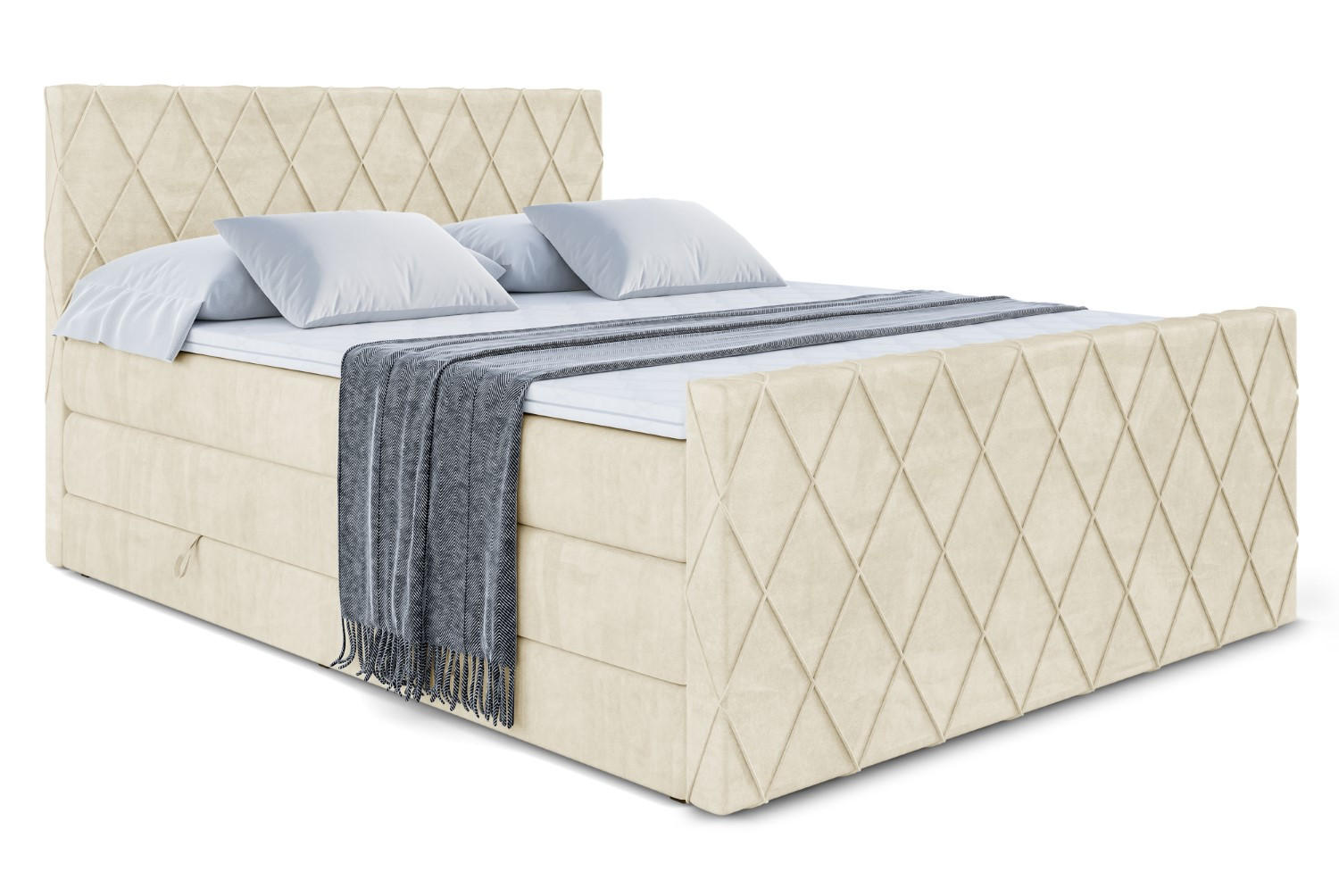 BOXSPRINGBETT LEPARO-Z KING - 180 x 200 - H3/H4 - Beige - Beige, Holzwerkstoff (180/200cm) - ALTDECOR