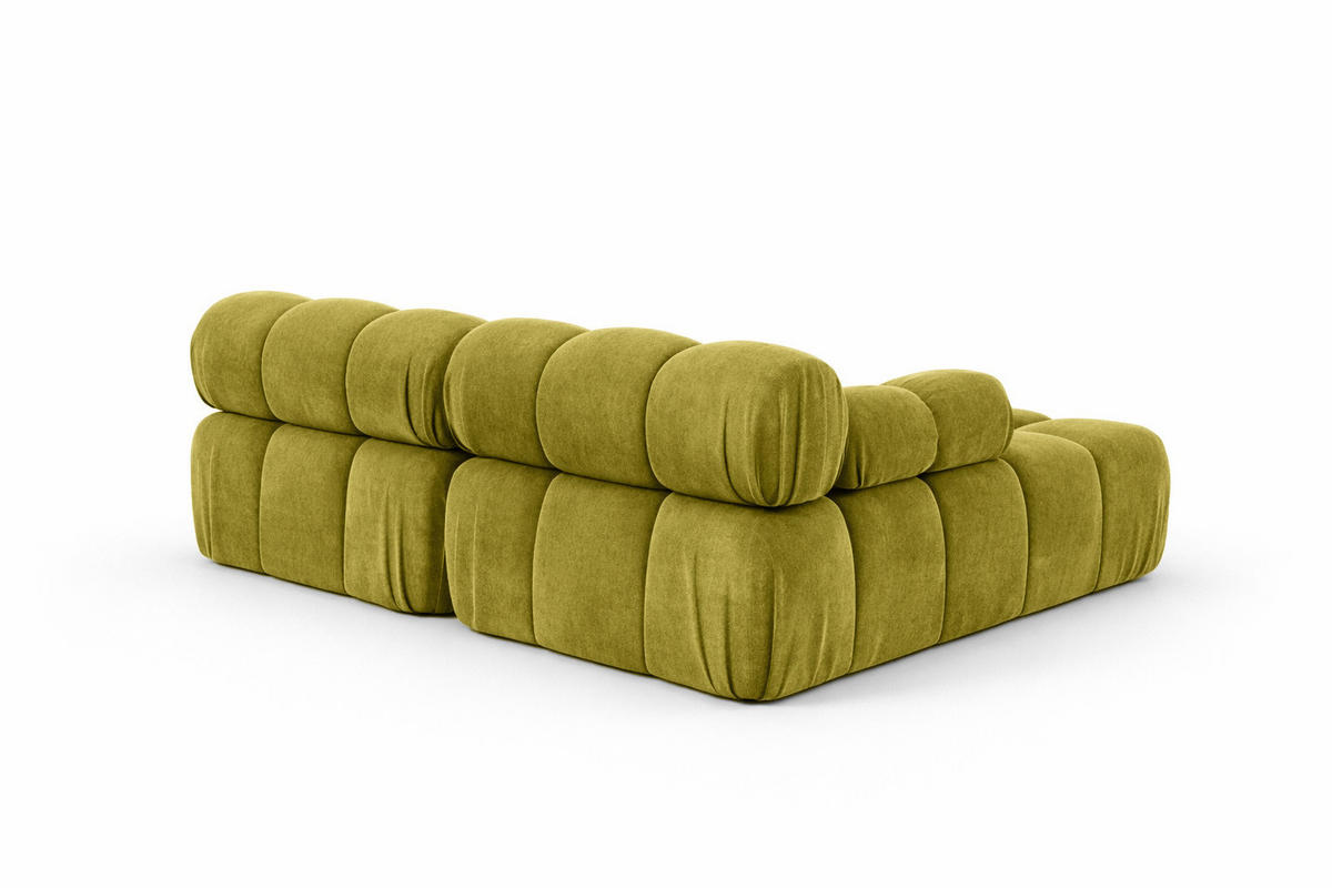 ECKSOFA L-Form Mini II Modular, Veloursstoff Salvador, Olive, Links, Selia - Olivgrün, Holz (190/160cm) - Kaiser Möbel