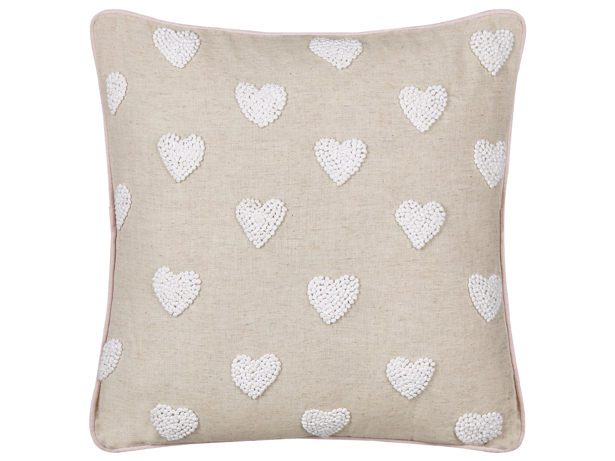 DEKOKISSEN Beige 45/45 cm Gazania - Beige/Weiß, Textil (45/45/8cm) - Beliani