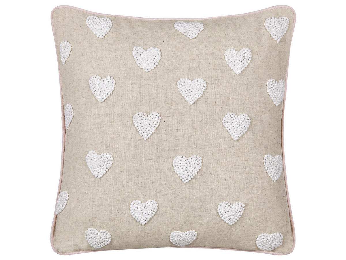DEKOKISSEN Beige 45/45 cm Gazania - Beige/Weiß, Textil (45/45/8cm) - Beliani