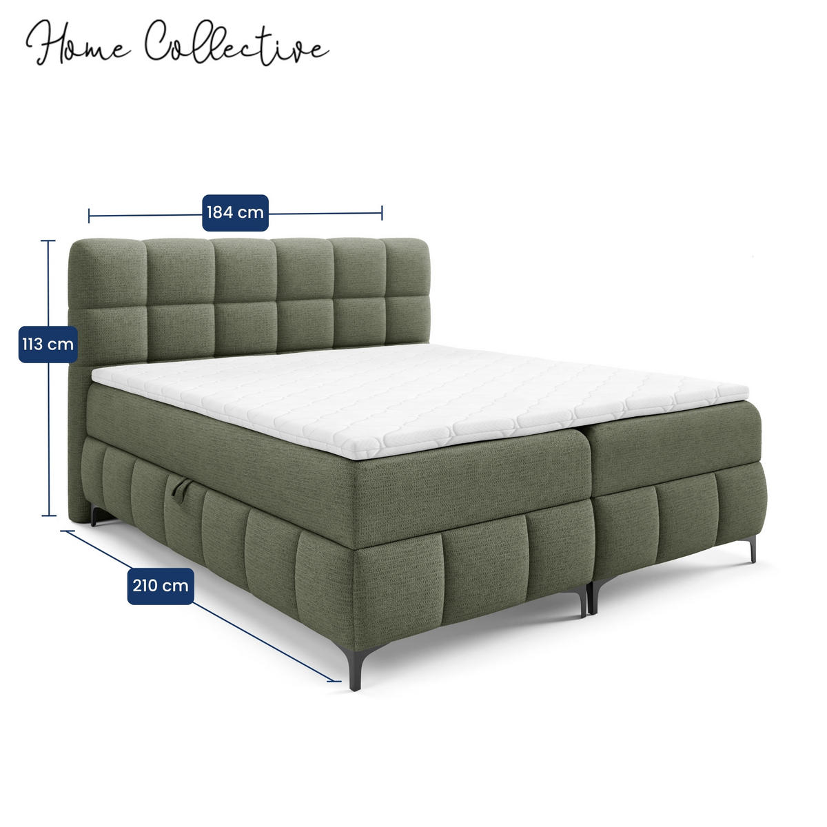 BOXBETT mit Stauraum und Topper 180x200 cm Grün - Grün, Textil (180/200cm) - Home Collective
