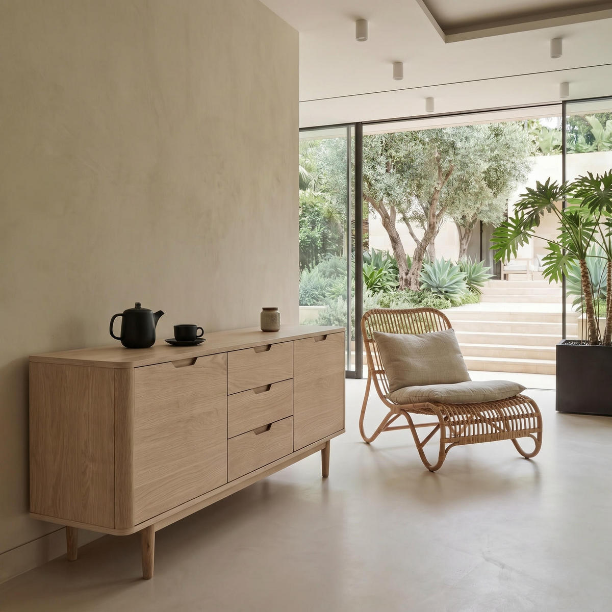 SIDEBOARD Eiche massiv - Eiche Bianco/Eichefarben, Holz/Holzwerkstoff (180/75/45cm) - Furnhouse