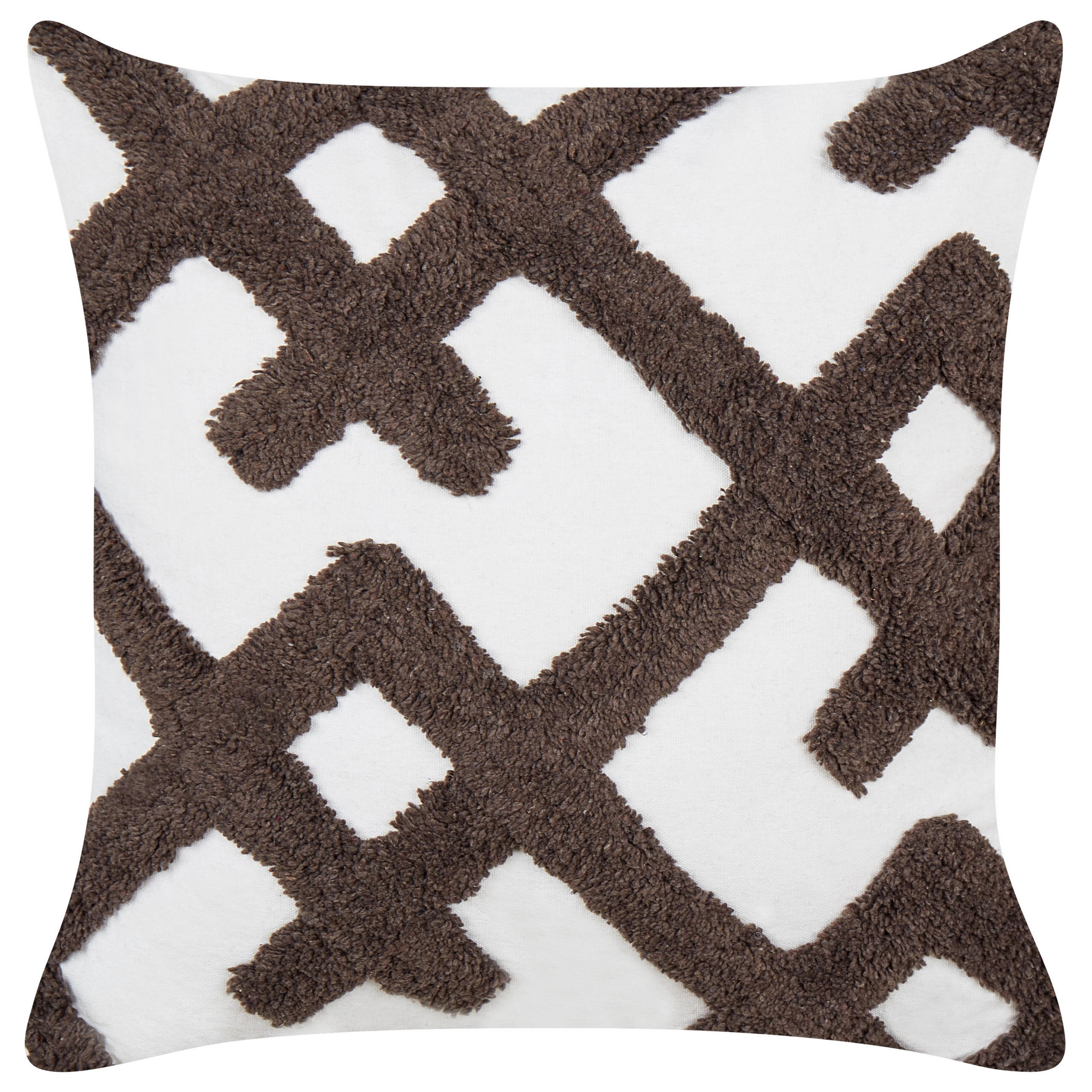 DEKOKISSEN 2er-Set Weiß 45/45 cm Carnation - Weiß/Braun, Textil (45/45cm) - Beliani