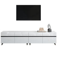 TV-SCHRANK Hochglanz 4 Türen 8 Beine 80 Zoll 180cm Weiß Modern - Weiß, Holzwerkstoff (180/49/40cm) - FLIEKS
