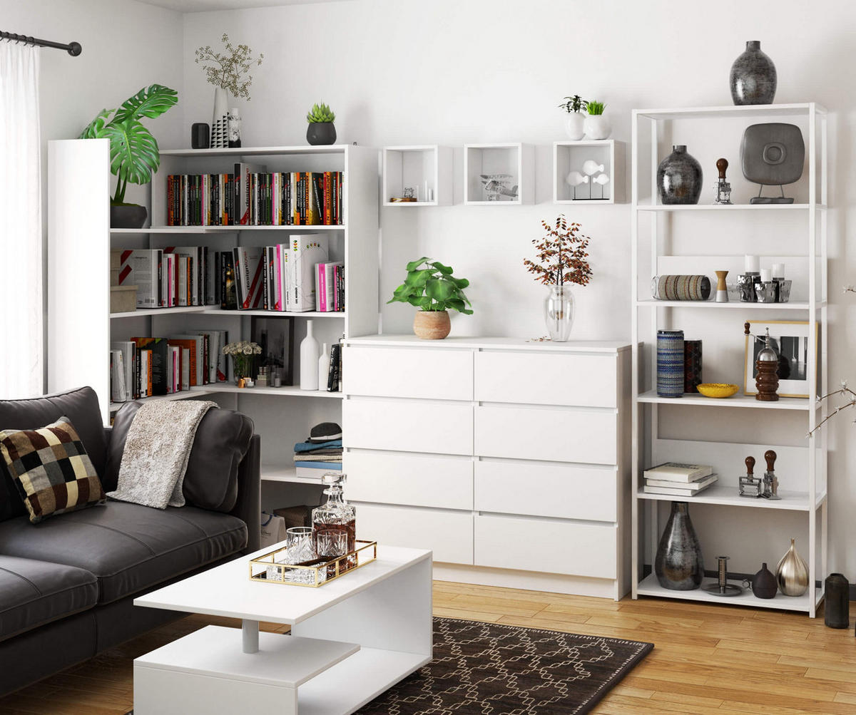 LOFT-REGAL Weiß 70x192x32 cm - Weiß, Holzwerkstoff/Metall (70/192/32cm) - Akord