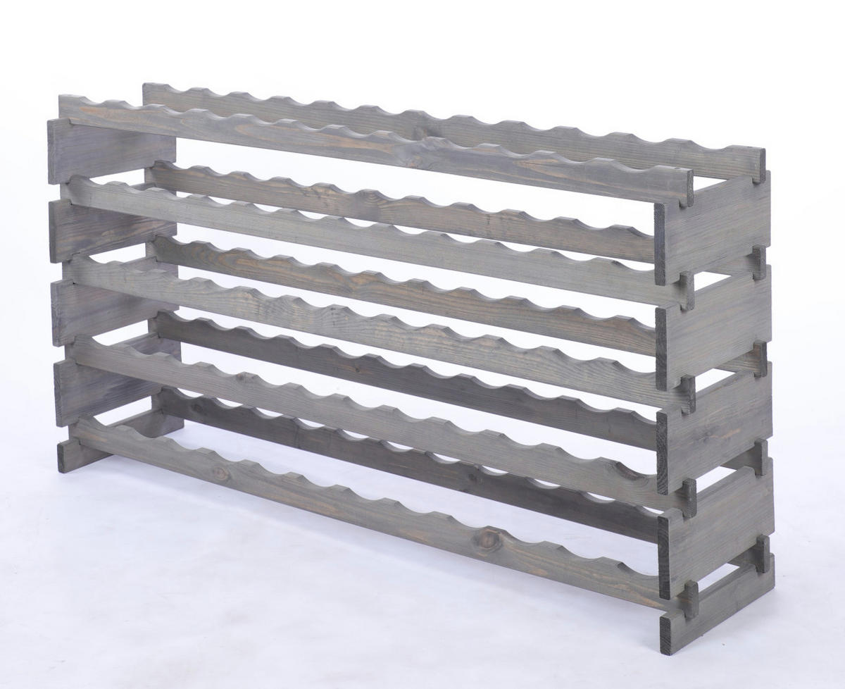 WEINREGAL VINOTECA FLEX PRO HxBxT 65x123x28cm 60 Flaschen auf 5 Ebenen Grau - Grau, Holz (123/65/28cm) - PROREGAL