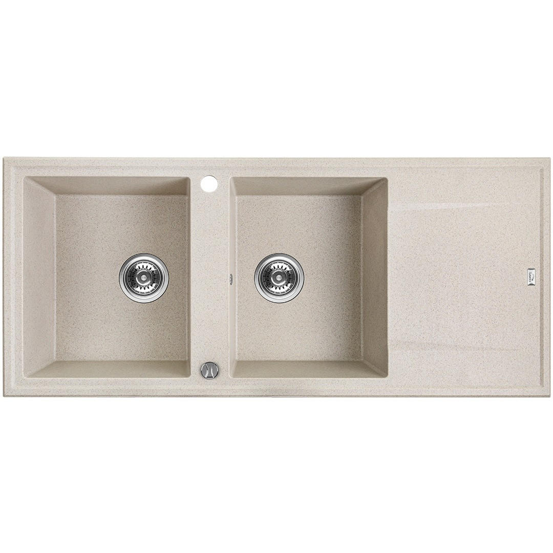 EINBAUSPÜLE Megalo Beige, Doppelbecken, 50/116/18,5 cm - Beige, Stein (50/18.5/116cm) - bad land