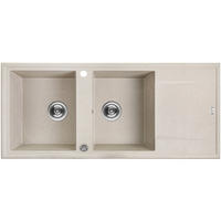 EINBAUSPÜLE Megalo Beige, Doppelbecken, 50/116/18,5 cm - Beige, Stein (50/18.5/116cm) - bad land