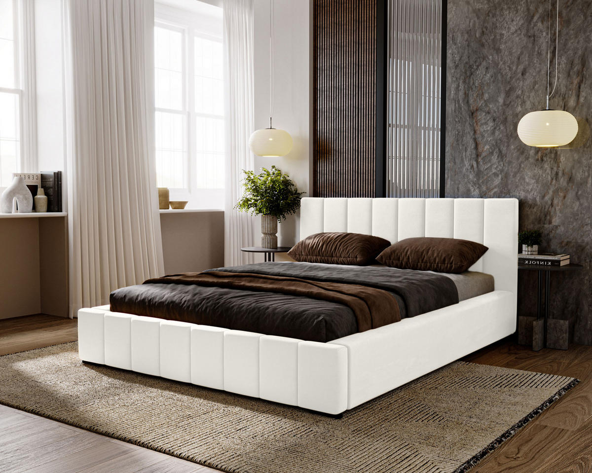 POLSTERBETT Nero 160x200 cm, Doppelbett mit Bettkasten und Lattenrost aus Holz, Velourstoff: Hellgrau - Hellgrau, Holz/Kunststoff (160/200cm) - Marpur