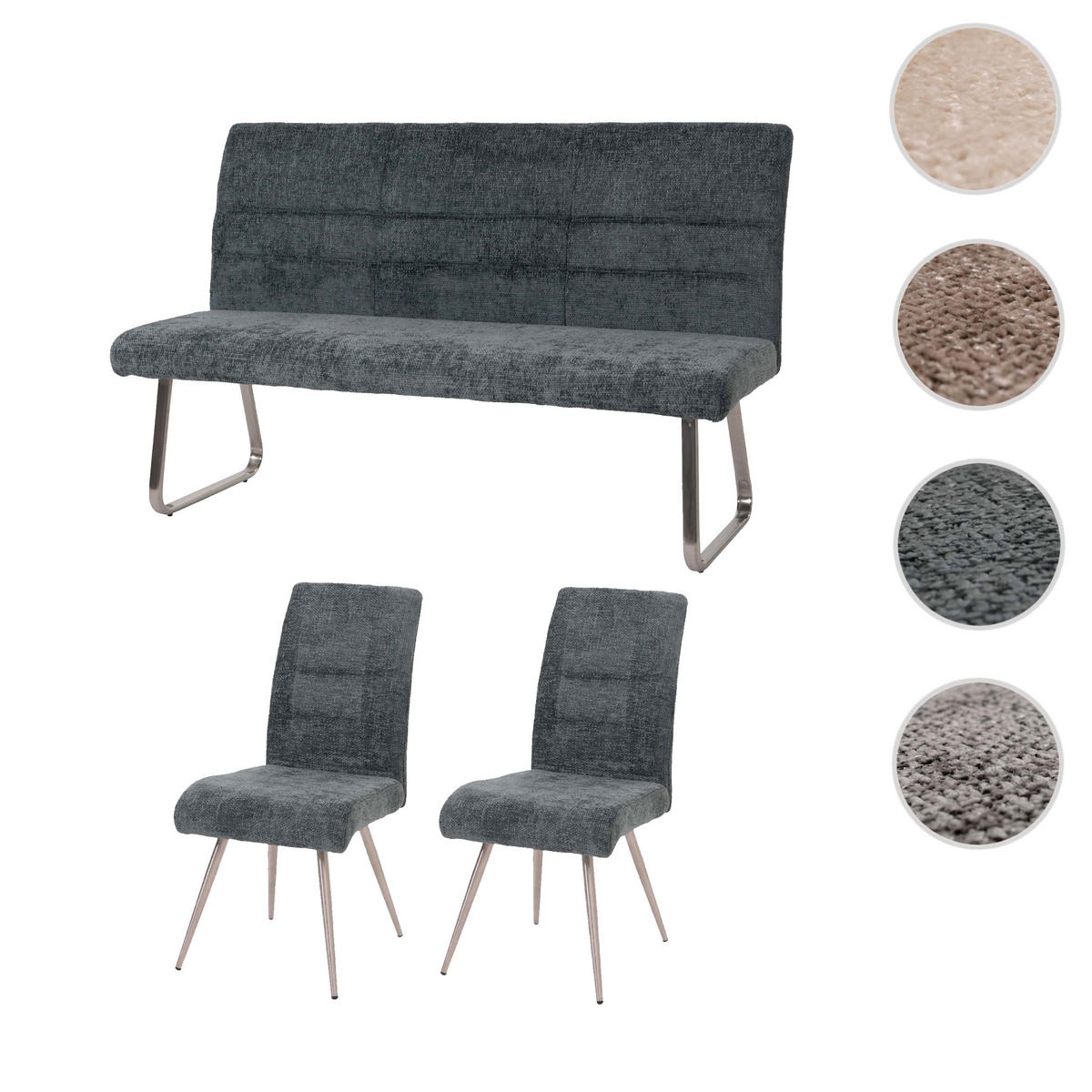 ESSZIMMER-SET Blau 3er-Set - Blau, Textil (160/100/65cm) - MCW