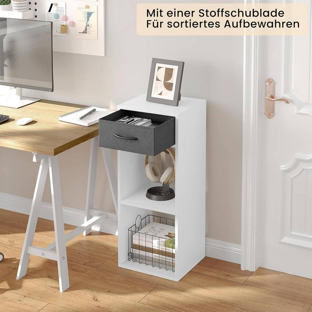 BÜCHERREGAL mit 3 Ebenen, 32.4x80x30 cm, Weiß - Weiß, Holzwerkstoff/Textil (32.4/80/30cm) - Woltu