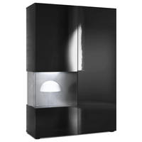 VITRINE Morena Tür und Einsatz in Schwarz Hochglanz - Schwarz Hochglanz, Holzwerkstoff (91.5/136.5/37cm) - Vladon