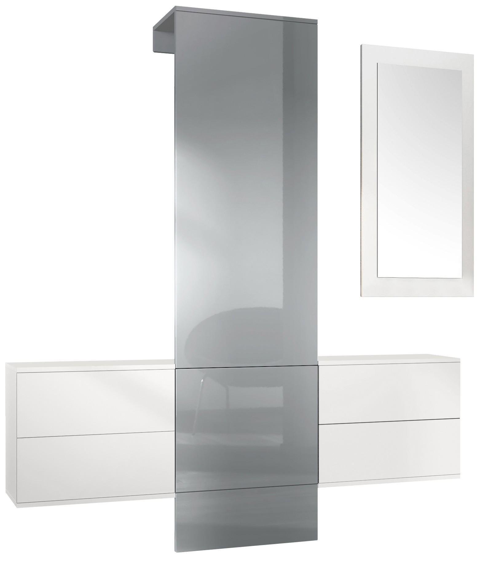 GARDEROBE Carlton Paneel in Grau Hochglanz - Grau, Holzwerkstoff (157/193/35cm) - Vladon