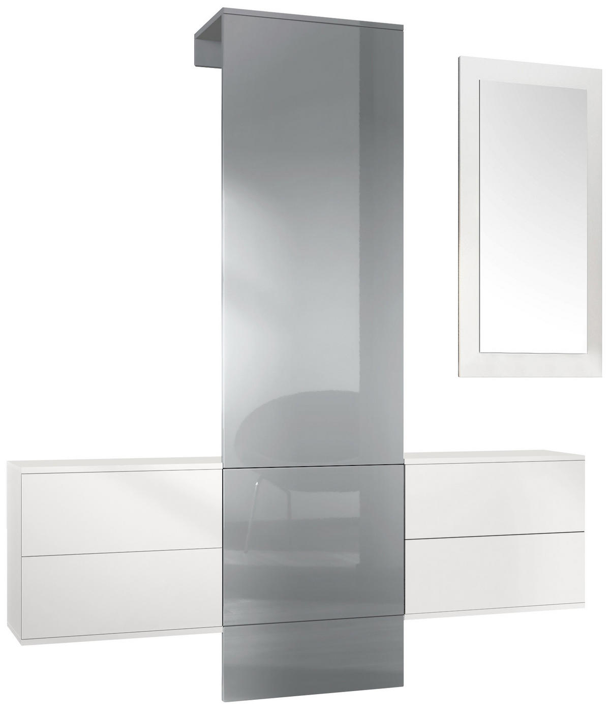 GARDEROBE Carlton Paneel in Grau Hochglanz - Grau, Holzwerkstoff (157/193/35cm) - Vladon