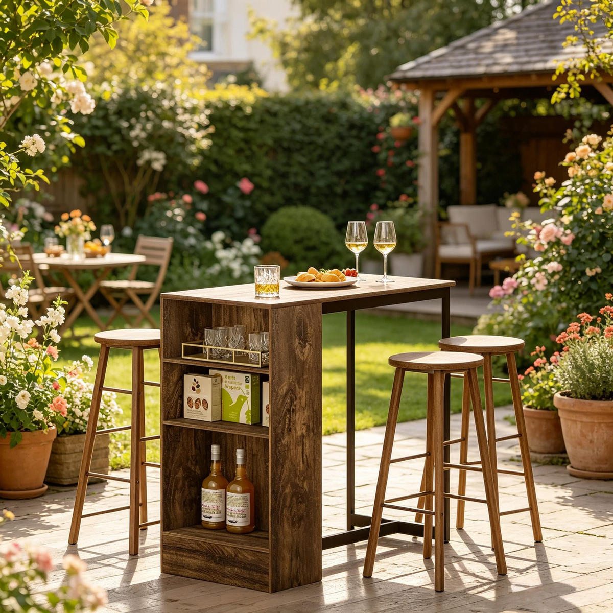 BARTISCH DE-37246 mit 3 Regalen und Metallrahmen Rustikales Braun - Braun, Holzwerkstoff (91/49/91cm) - ComfortXL