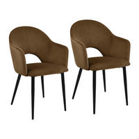 ESSZIMMERSTÜHLE HAILEY (2er Set) - Schwarz/Braun, Textil/Metall (54/83/53cm) - SVITA
