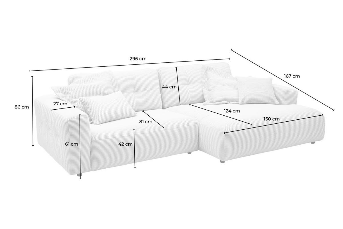 ECKSOFA XL MIKA Grün Cord - Schwarz/Olivgrün, Kunststoff/Textil (296/167cm) - KAWOLA