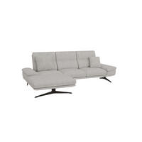 ECKSOFA Loris Grau Samt - Ottomane links - Schwarz/Grau, Holz/Textil (294/175cm) - S-Style Möbel