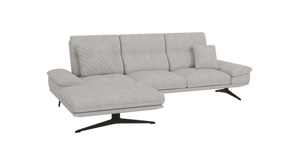 ECKSOFA Loris Grau Samt - Ottomane links - Schwarz/Grau, Holz/Textil (294/175cm) - S-Style Möbel