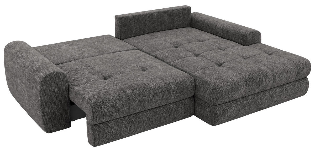 ROHOVÁ SEDAČKA ARELIA L - Tmavě šedá Hrubě tkaná žinylka - Vlevo - černá/tmavě šedá, textil/plast (292/205cm) - MKS