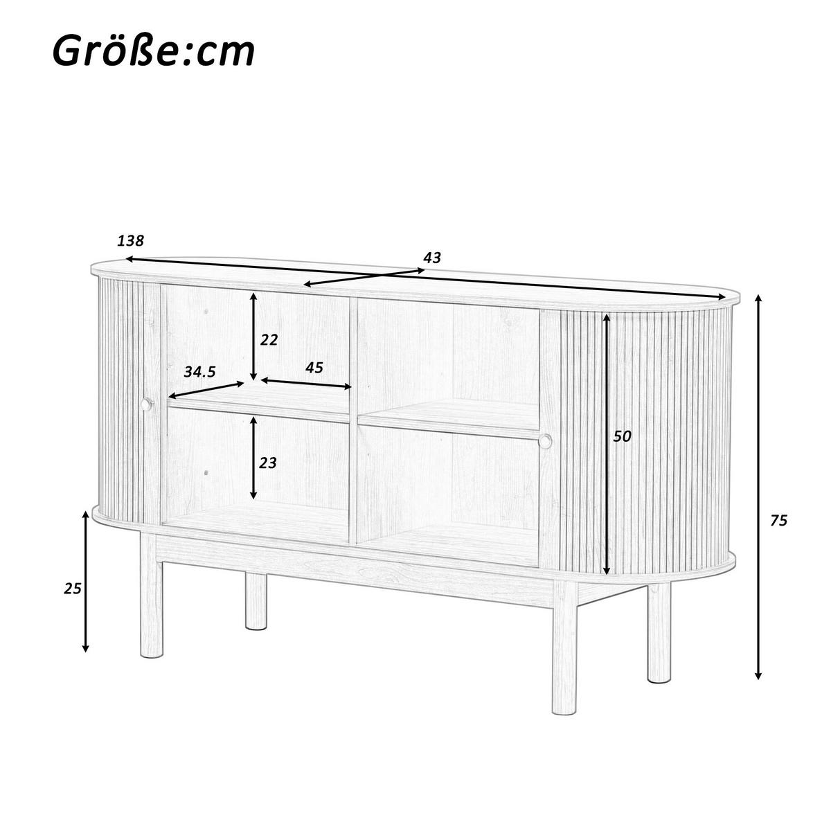 SIDEBOARD Schwarz 138/43/75 cm - Schwarz, Holzwerkstoff (43/75/138cm) - Urban Meuble
